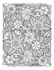 Zentangle Coloring Pages for Adults. abstract floral background
