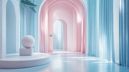 3D rendering e-commerce product booth background