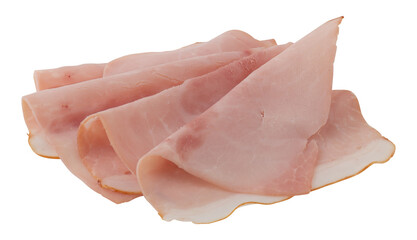  ham is folded in half and stacked like flower petals cut out isolated transparent background