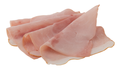  ham is folded in half and stacked like flower petals cut out isolated transparent background