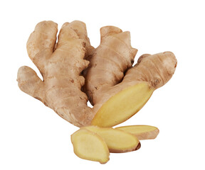 fresh ginger cut out isolated transparent background