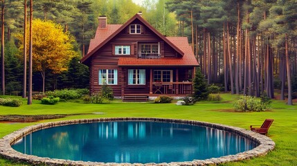 Rustic Home with Natural Swimming Pool Mimicking Tranquil Pond