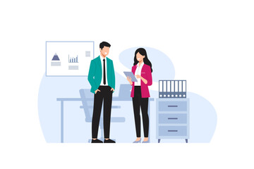 office business discussion teamwork flat illustration