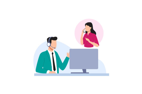 customer service online support flat illustration