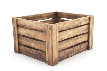 3d wooden crate with vertical plank design for storage visuals game asset or rustic decor