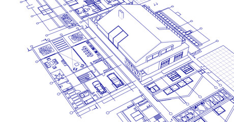 house project architectural sketch 3d	
