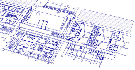 house project architectural sketch 3d	
