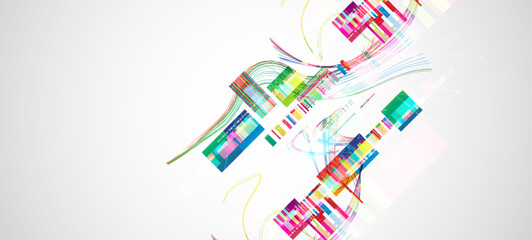 Obraz premium Abstract colorful background with different elements and lines. Color chaos. Vector illustration.