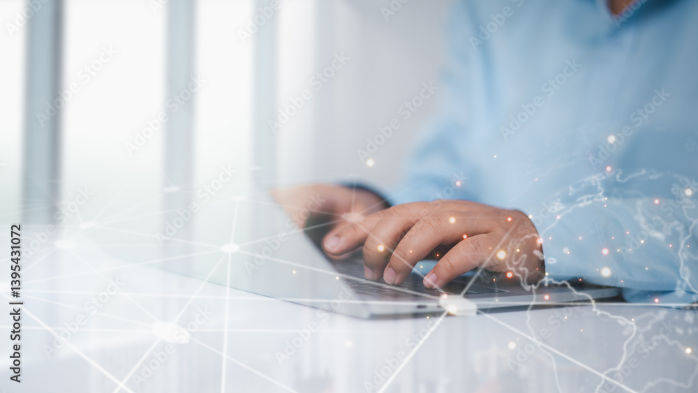 Poster digital technology, internet global network technology concept, data exchange, ecommerce, big data, 