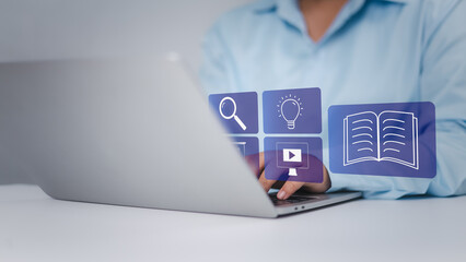 E-learning education concept, Education internet Technology, Learning online with webinar, Video...