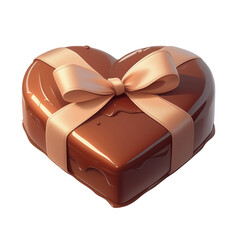 Heart-shaped chocolate gift box on a transparent background