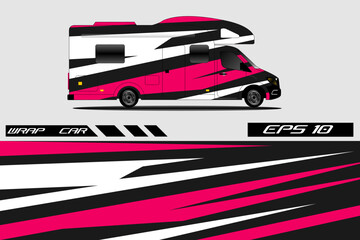 Vibrant and Dynamic Graphic Design for a Recreational Vehicle Wrap with Bold Patterns