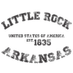vintage college varsity arkansas's little rock city slogan emblem print with grunge effect for graphic tee t shirt or sweatshirt - vector