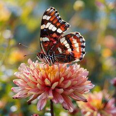 butterfly on flower, Vibrant Butterfly Perched On Pink Chrysanthemum Flower
