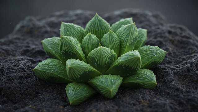 Succulent Plant Green Rosette Sharp Foliage Nature Garden Close Up
