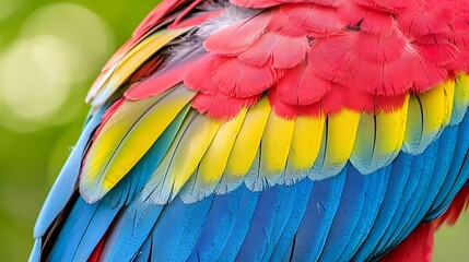 Obraz premium Vibrant Colors of a Macaw Feather Close-Up in Natural Habitat