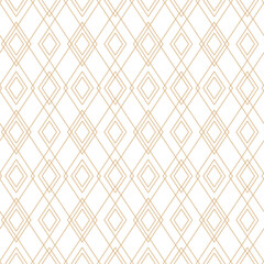 Gold lines argyle seamless pattern on white background. Geometric linear diamond plaid luxury pattern design.