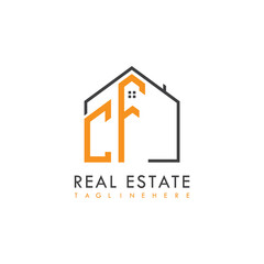 initial monogram logo for real estate With home shape creative design.
