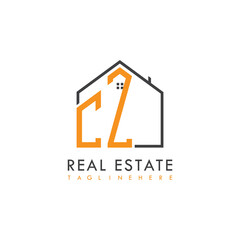 initial monogram logo for real estate With home shape creative design.
