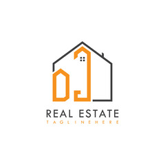 initial monogram logo for real estate With home shape creative design.
