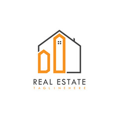 initial monogram logo for real estate With home shape creative design.
