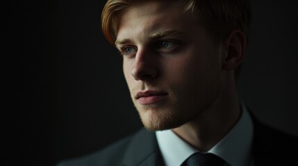 Fototapeta premium Portrait of a Young Man in a Suit