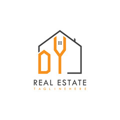 initial monogram logo for real estate With home shape creative design.
