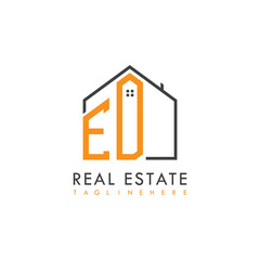 initial monogram logo for real estate With home shape creative design.
