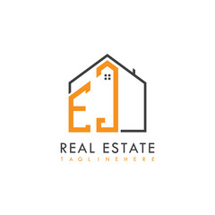 initial monogram logo for real estate With home shape creative design.
