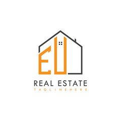 initial monogram logo for real estate With home shape creative design.
