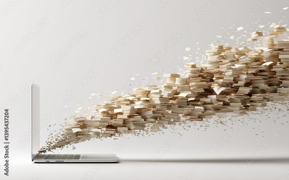 Aufkleber digital transformation reflects the power of technology with knowledge emerging from a laptop