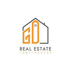 initial monogram logo for real estate With home shape creative design.

