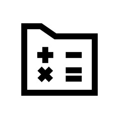 Folder-math icon in black, outline style and white background