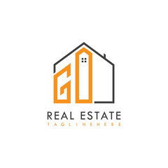 initial monogram logo for real estate With home shape creative design.
