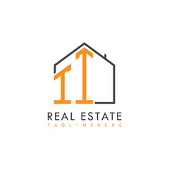 initial monogram logo for real estate With home shape creative design.

