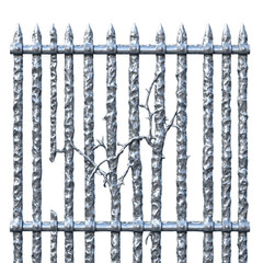 silver metal fence 3d art illustration transparent background isolated png stock
