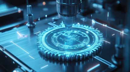 Futuristic projection showing rotating engine design in augmented reality