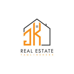 initial monogram logo for real estate With home shape creative design.
