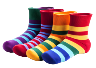 Four colorful striped socks