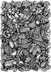 Hawaii graffiti doodle illustration