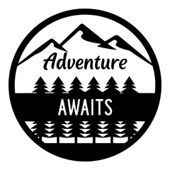 Adventure Awaits Mountain Landscape with Pine Trees Scenic View