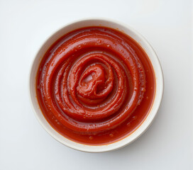 Bowl of tomato sauce isolated on white background, tomato ketchup 