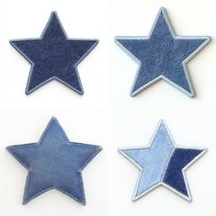 Obraz premium set of denim star patch on white background