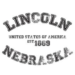 vintage college varsity nebraska's lincoln city slogan emblem print with grunge effect for graphic tee t shirt or sweatshirt - vector
