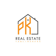 initial monogram logo for real estate With home shape creative design.
