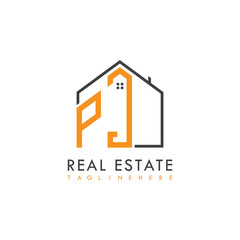 initial monogram logo for real estate With home shape creative design.
