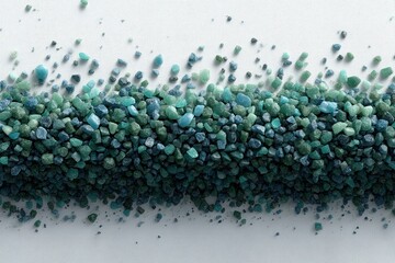 Unique blue-green mineral texture spread across a flat surface showcasing natural beauty and variety of colors
