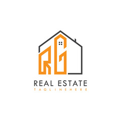 initial monogram logo for real estate With home shape creative design.
