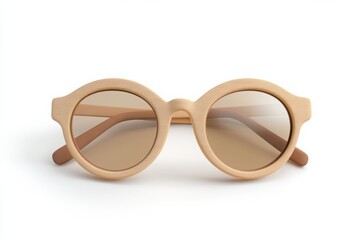 Beige glasses 3d render icon isolated on white background for modern eyewear design