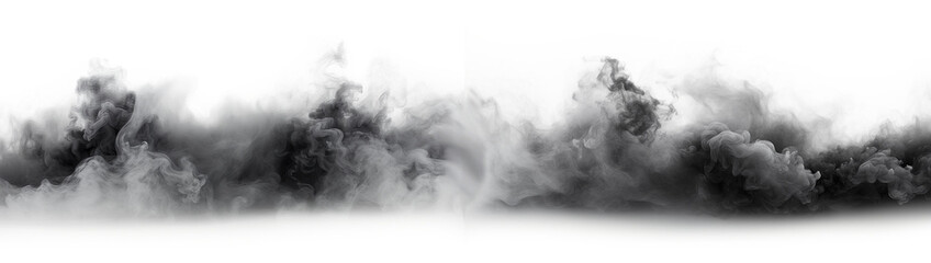 Elegant swirling smoke in shades of gray, isolated on transparent background, cutout, png